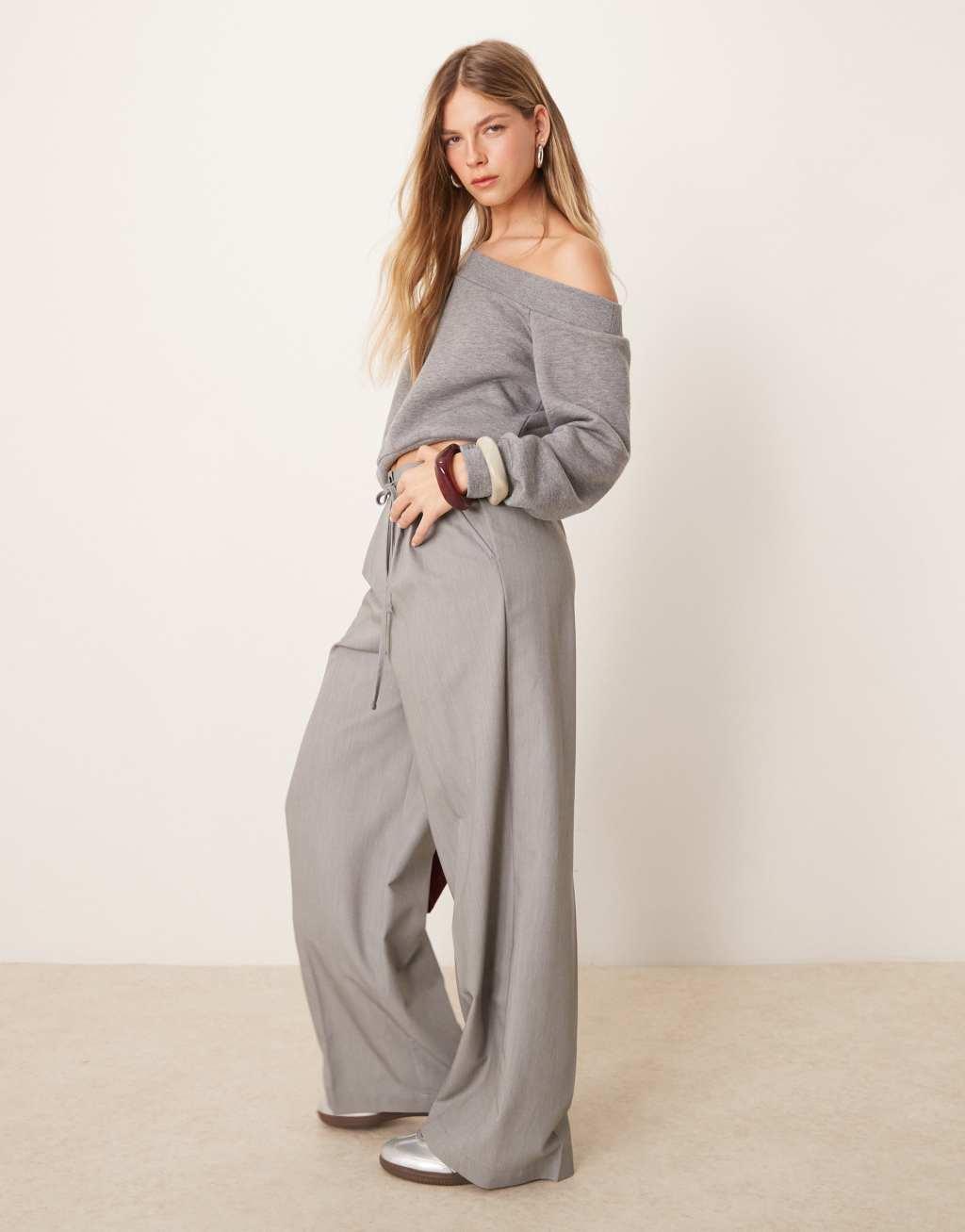 ASOS DESIGN asymmetric boxy sweat in gray Product Image