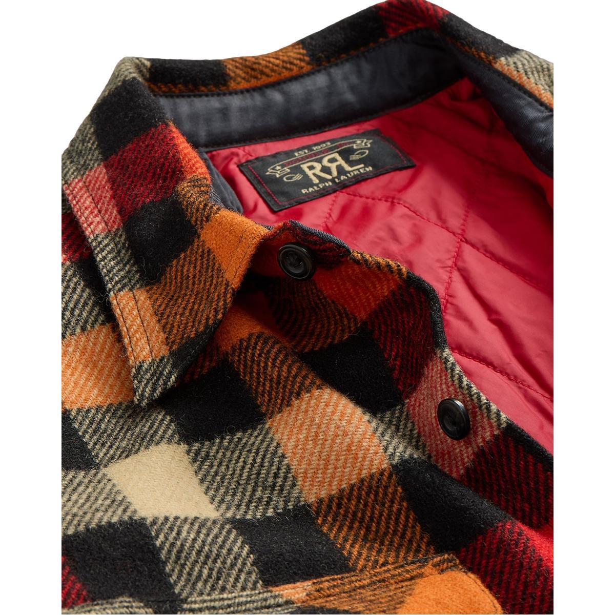 Checked Wool Overshirt Red Orange Multi Product Image