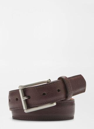 Peter Millar Mens Excursionist Milled Leather Belt | Color: Chocolate | Size: 42 Product Image