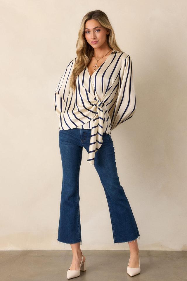 Keep It Going Ivory Stripe Wrap Blouse Product Image