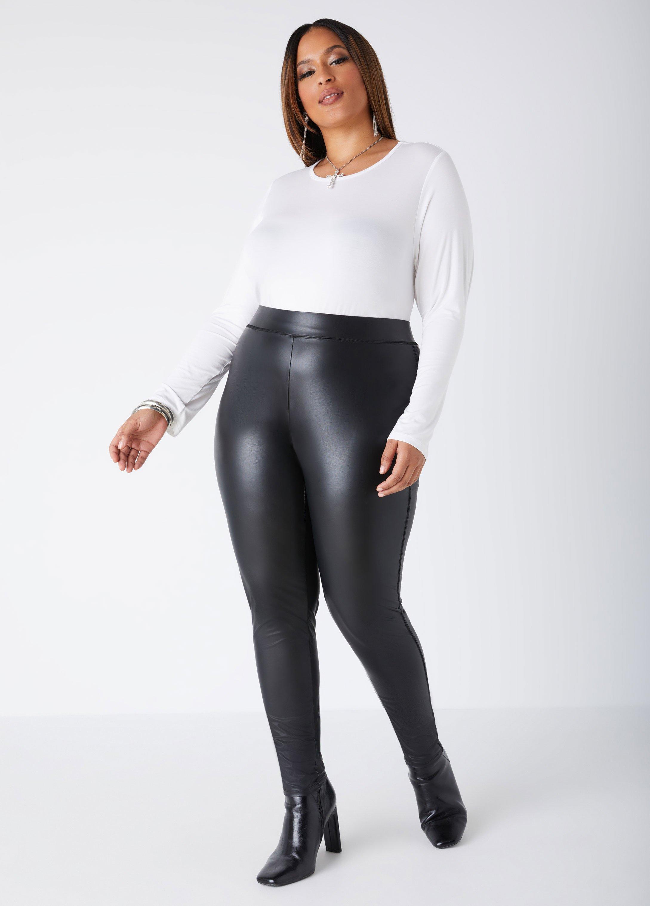 Plus Size High Waist Faux Leather Leggings Ashley Stewart Product Image