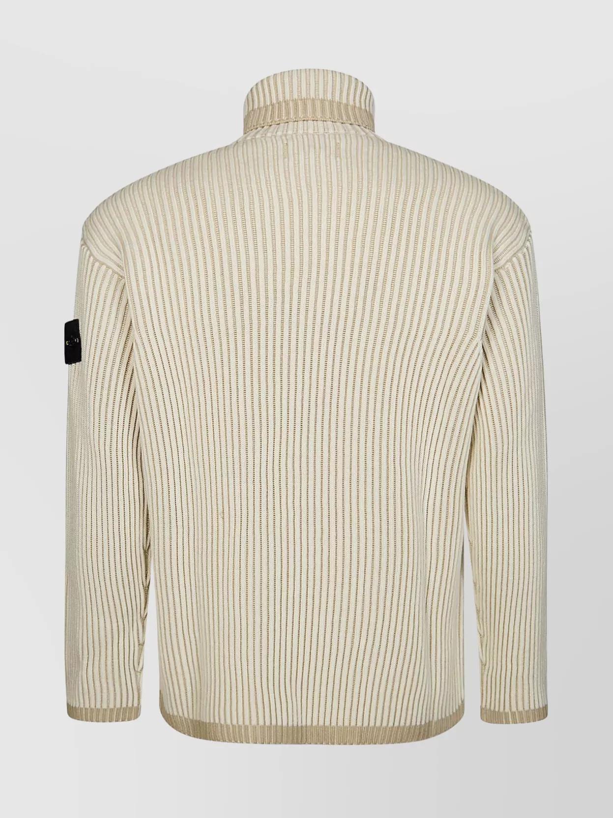 STONE ISLAND High Neck Ribbed Texture Long Sleeves Sweater In Neutral Product Image