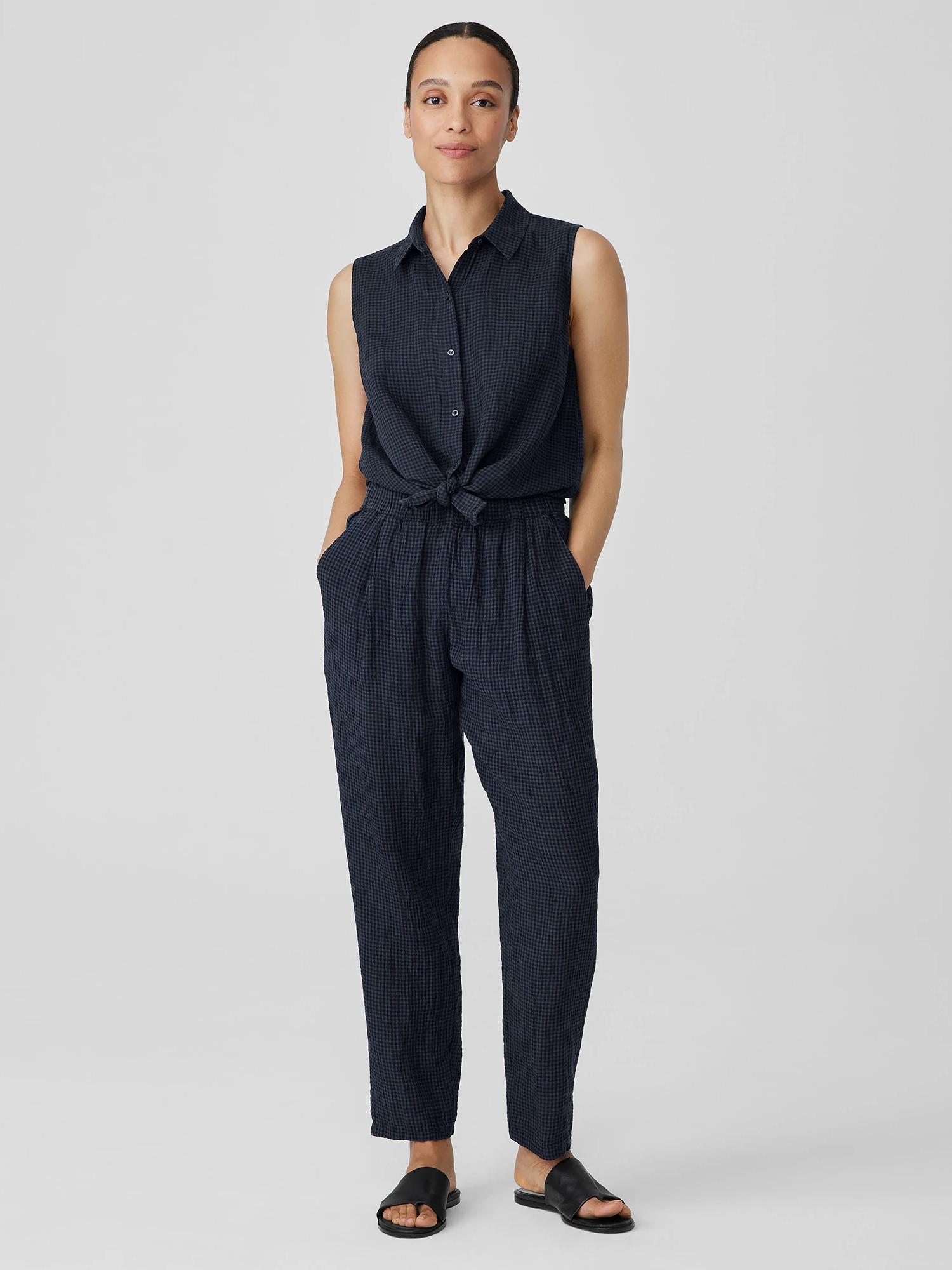 EILEEN FISHER Puckered Organic Linen Tapered Pantfemale product image