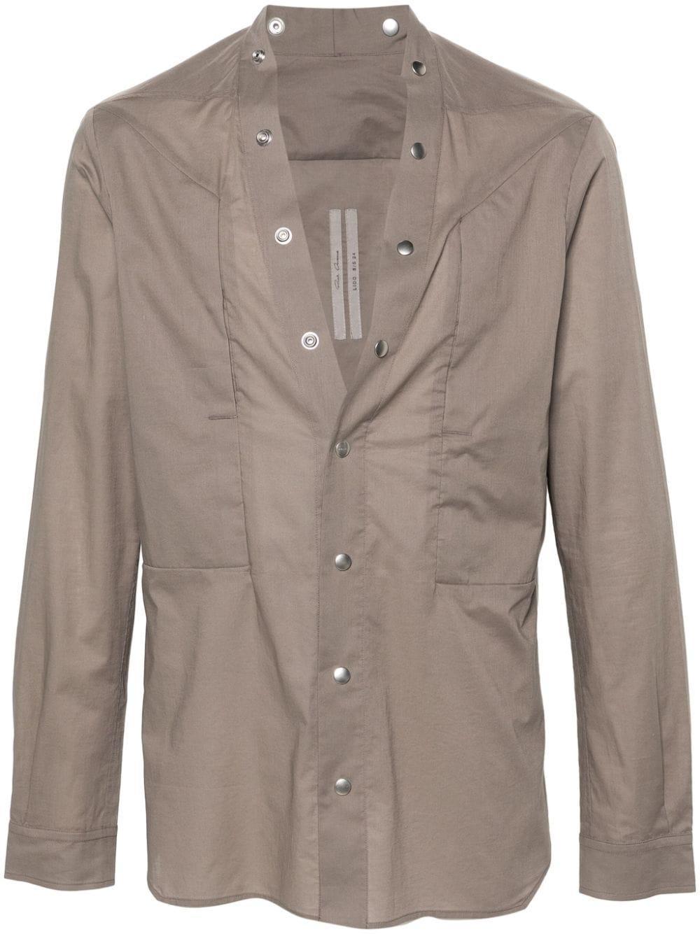 RICK OWENS Larry Fogpocket Cotton Shirt In Grey Product Image