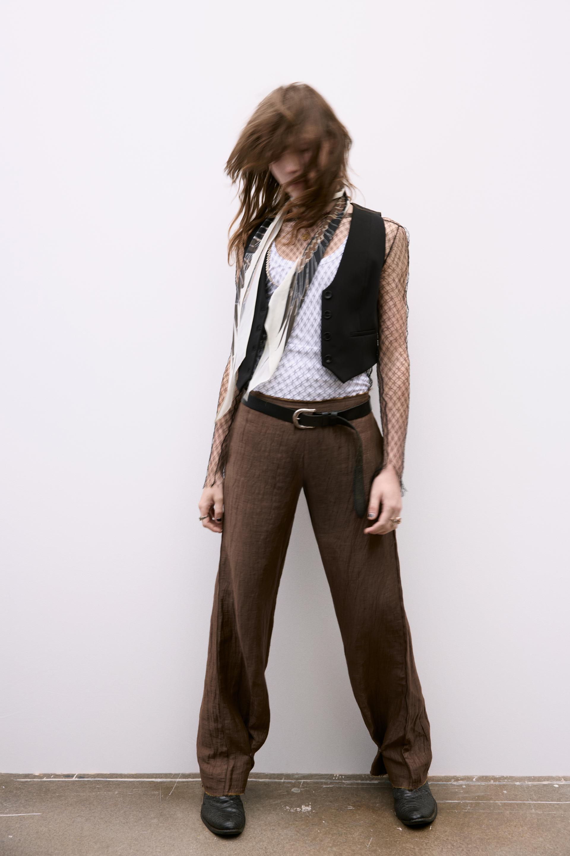 WRINKLED LOOK LINEN BLEND PANTS Product Image