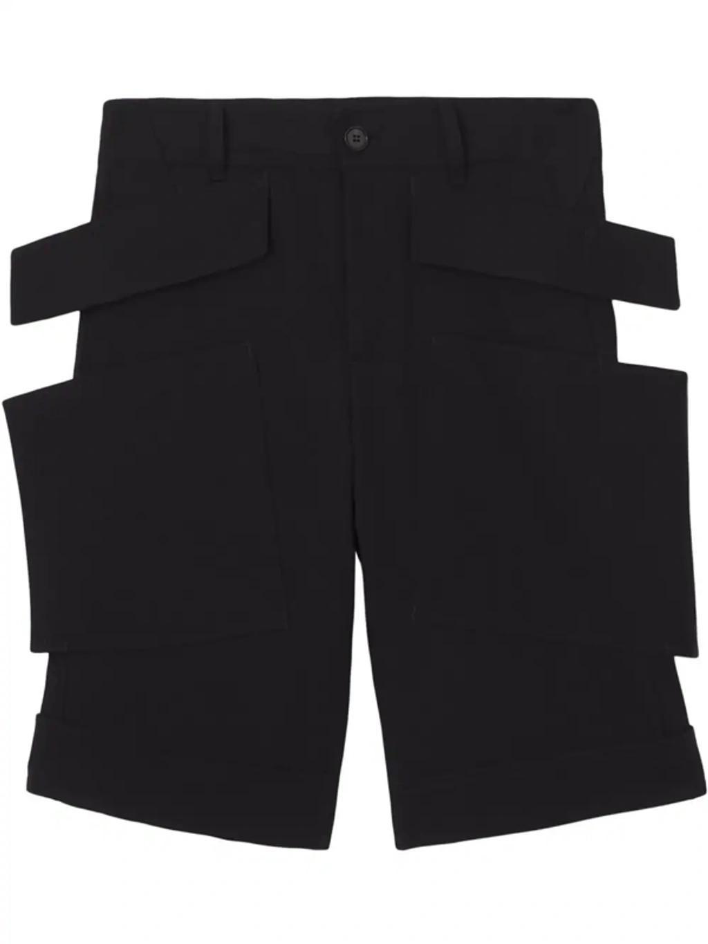 Panel Detailed Black Bermuda Shorts Product Image