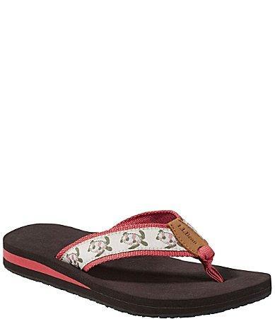 L.L.Bean Womens Classic Maine Isle Turtle Print Flip Flops Product Image