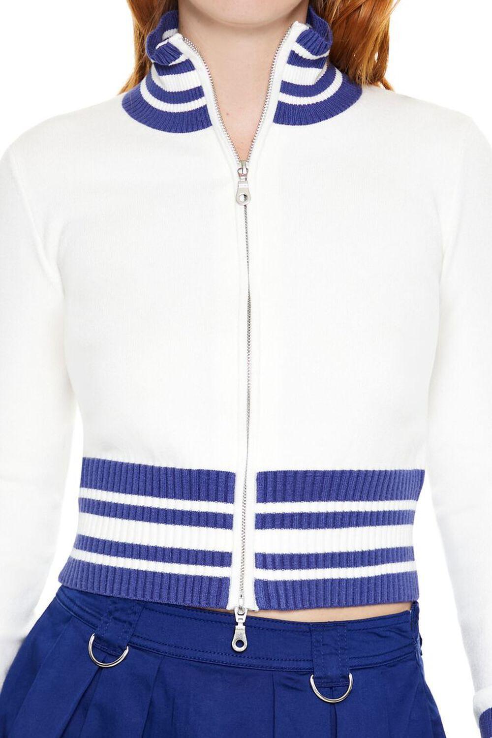 Varsity-Striped Zip-Up Sweater | Forever 21 Product Image