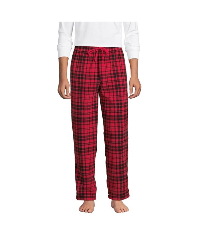 Mens Lands End Solid Fleece Pajama Pants Blue Green Plaid Product Image