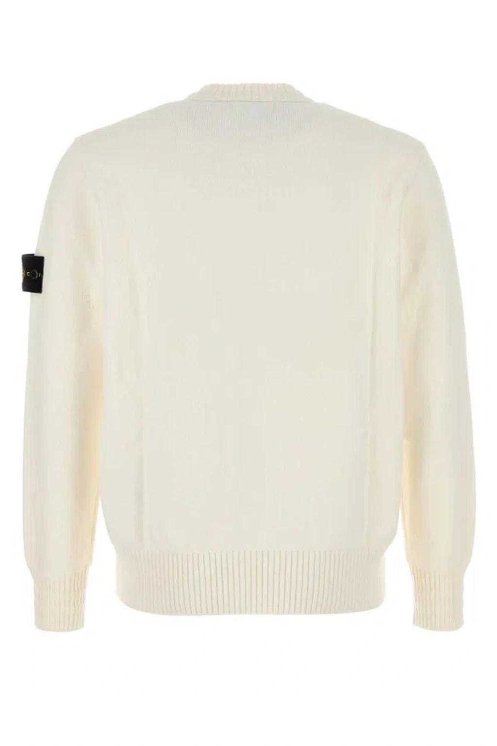 STONE ISLAND White Cotton Sweater Product Image