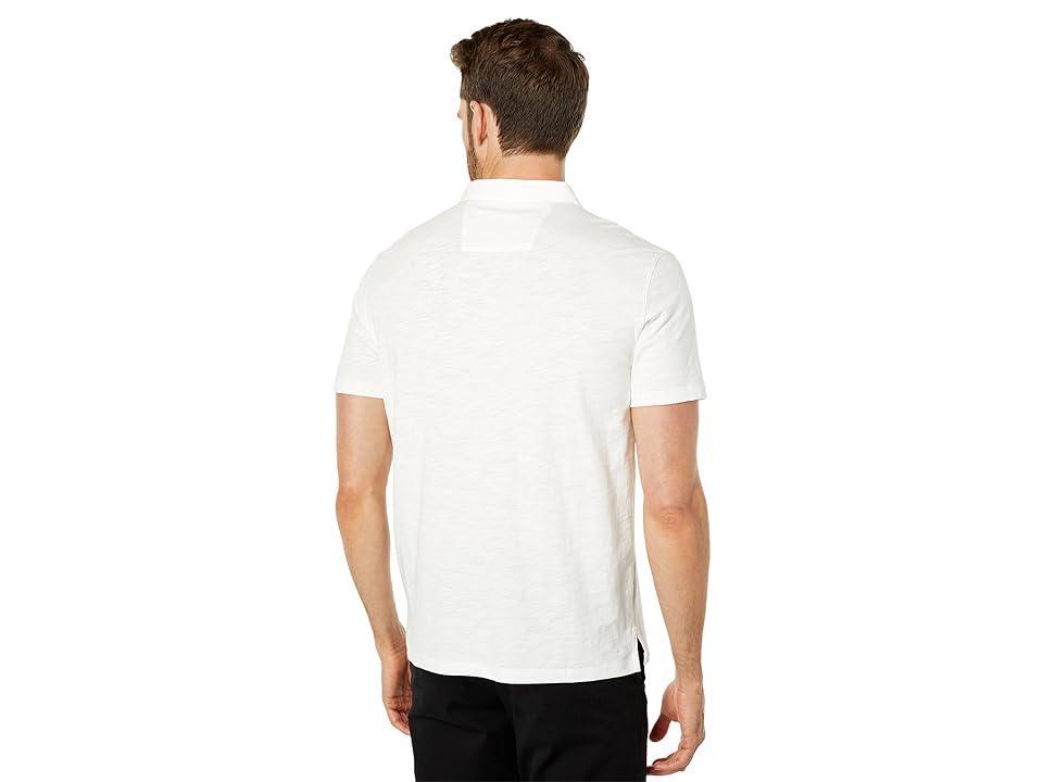 John Varvatos Victor Short Sleeve Slub Cotton Polo w/ Peace Sign Embroidery K5787Y2 (Salt) Men's Clothing Product Image