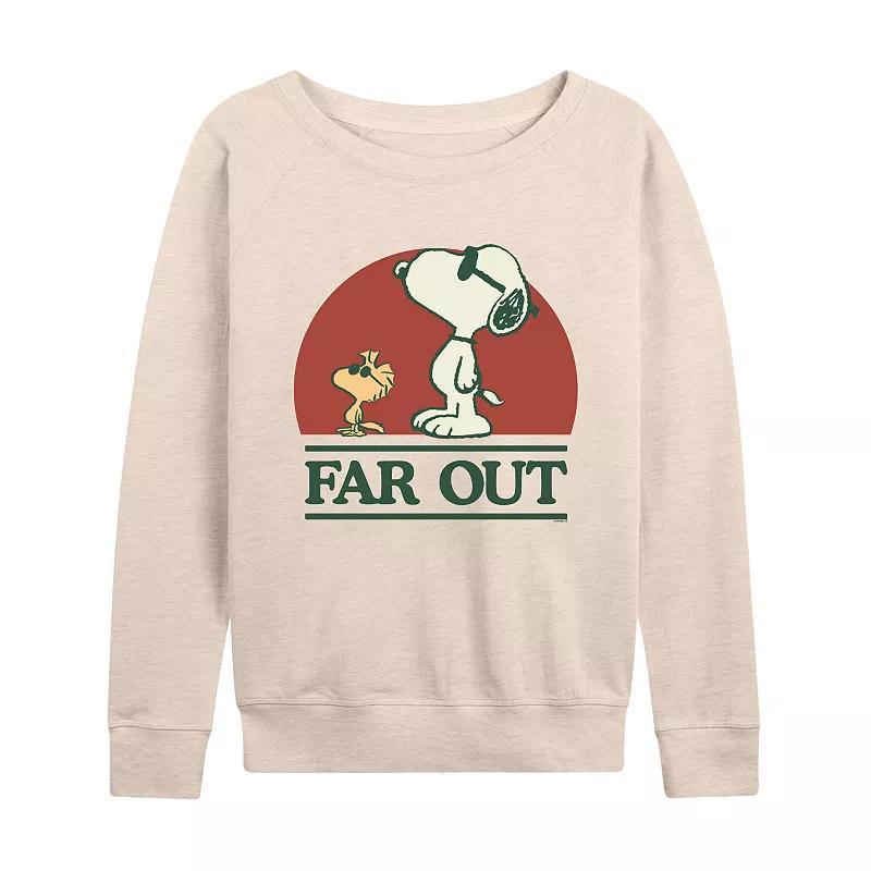 Womens Peanuts Snoopy and Woodstock Far Out Slouchy Graphic Sweatshirt, Girls Product Image