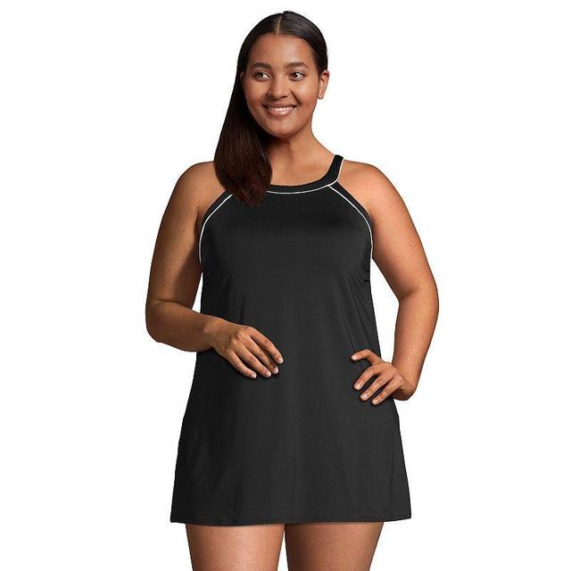 Womens Lands End UPF 50 High Neck One-Piece Swim Dress Product Image