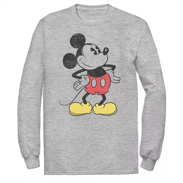 Disneys Mickey Mouse Big & Tall Hands On The Hip Pose Long Sleeve, Mens Athletic Grey Product Image