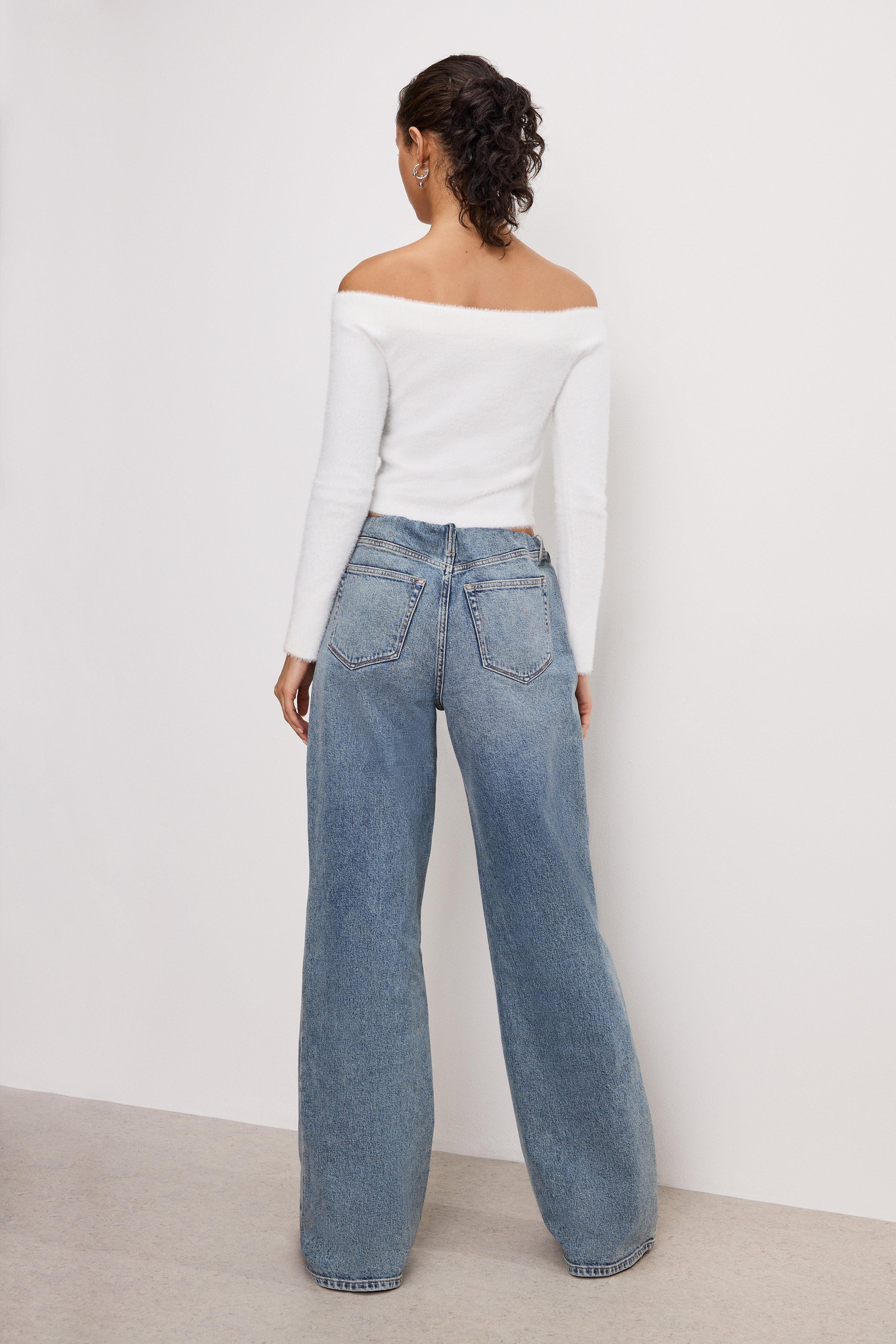 WIDE LEG PULL-ON JEANS | INDIGO825 Product Image