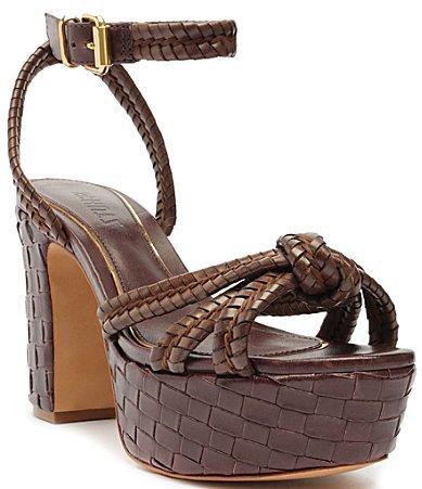 Schutz Womens Kathleen Almond Toe Woven High Heel Platform Sandals Product Image