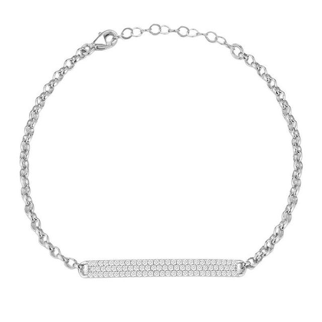 Sunkissed Sterling Sterling Silver Cubic Zirconia Pave Bar Bracelet, Womens Silver Tone Product Image