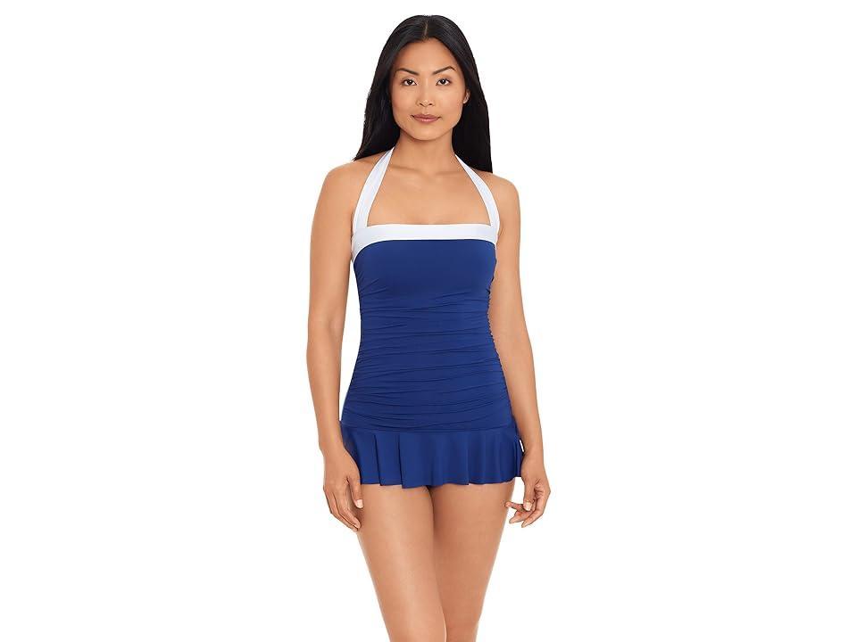 Lauren Ralph Lauren Bel Air Skirted Bandeau One-Piece (Sapphire) Women's Swimsuits One Piece Product Image