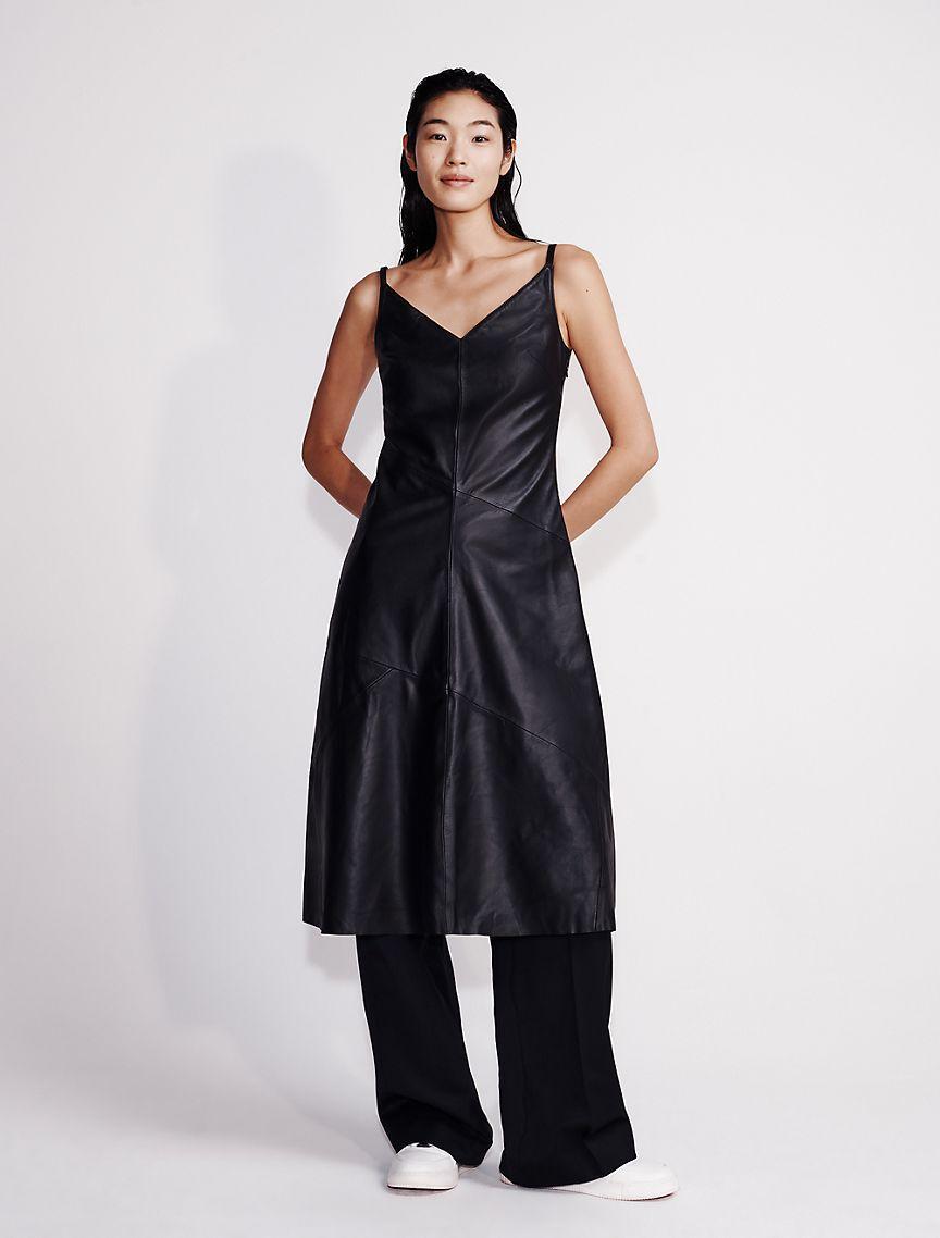 Leather Sleeveless Midi Dress Product Image