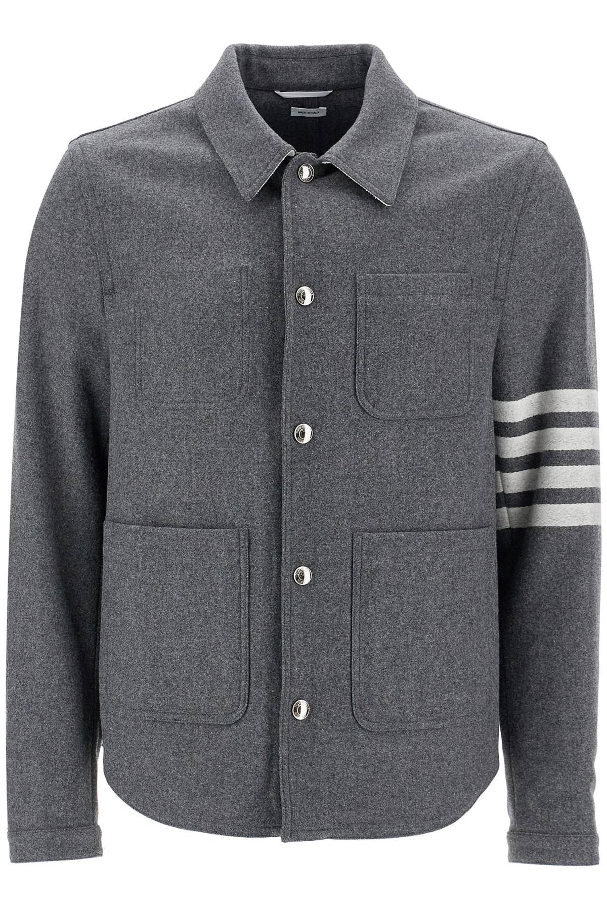 THOM BROWNE Wool And Cashmere Blend Oversh In Grey Product Image