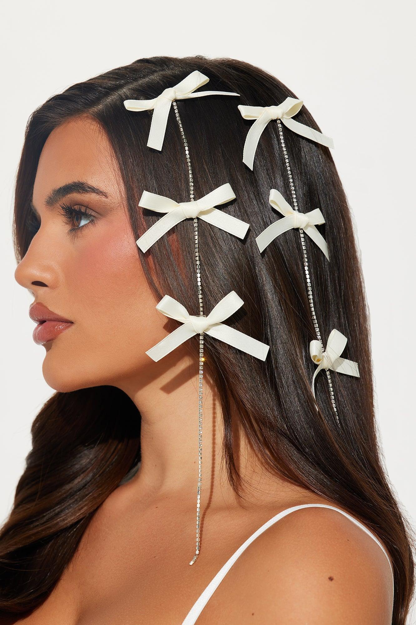 Coquette Glam Hair Clips - White Product Image