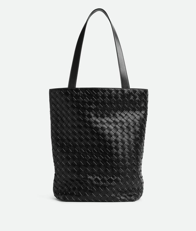 Men's Small Intrecciato North-South Tote in Black / Natural Product Image