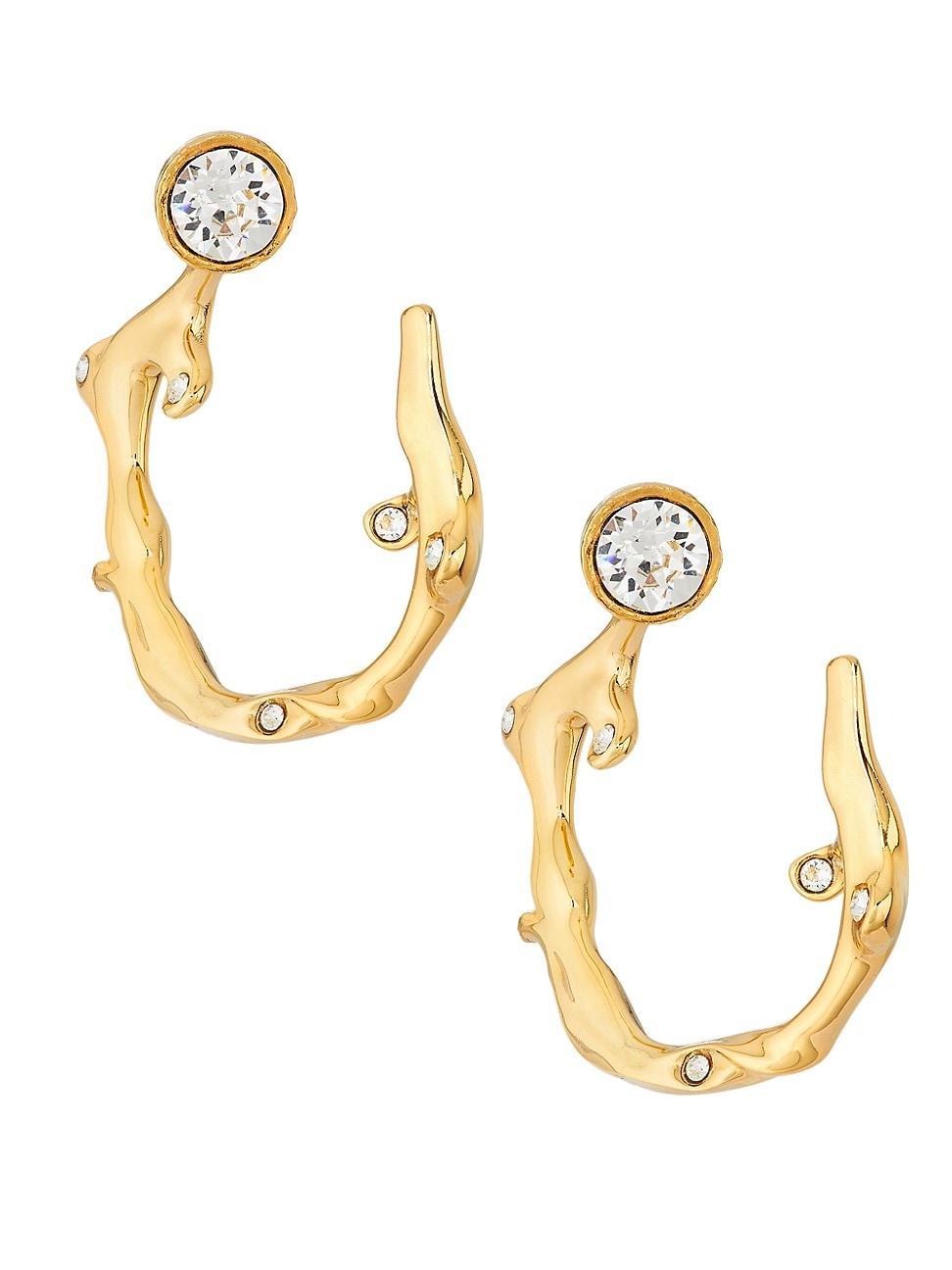 Womens Goldtone & Crystal Glass Branch Hoop Earrings Product Image