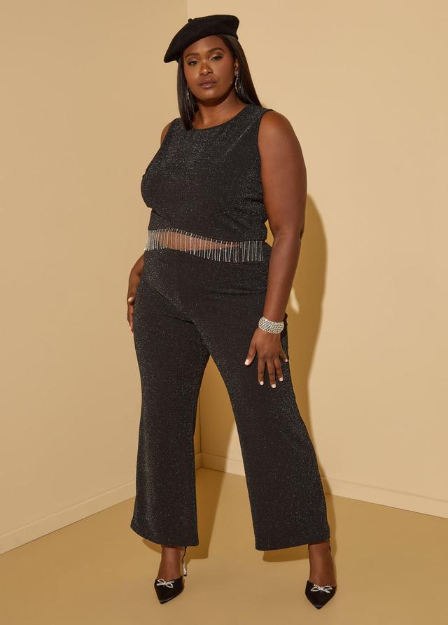 Plus Size Lurex Flared Pants Ashley Stewart Product Image