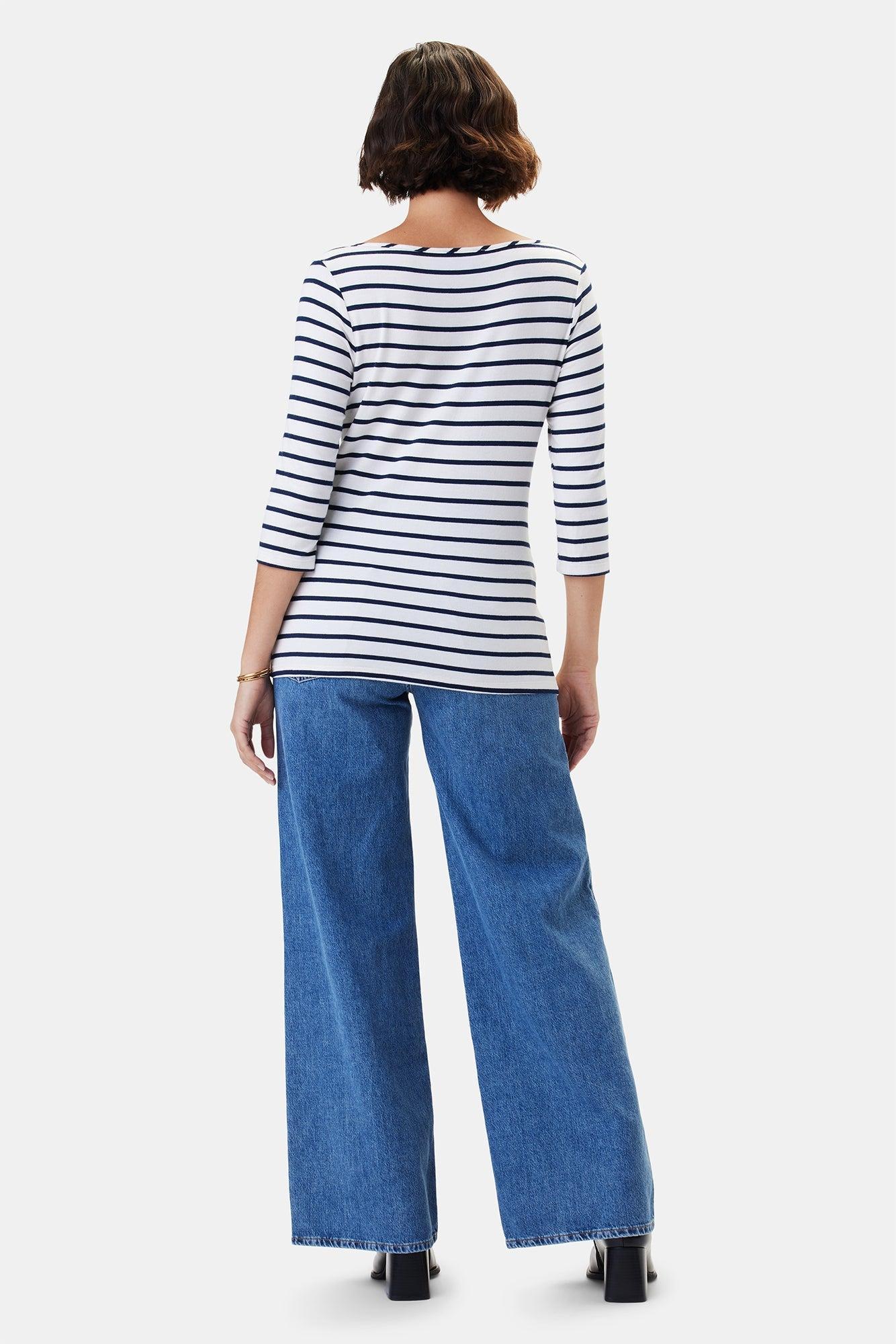 Francoise 3/4 Sleeve Modal Tee - Marine Stripe - ReAmour Product Image