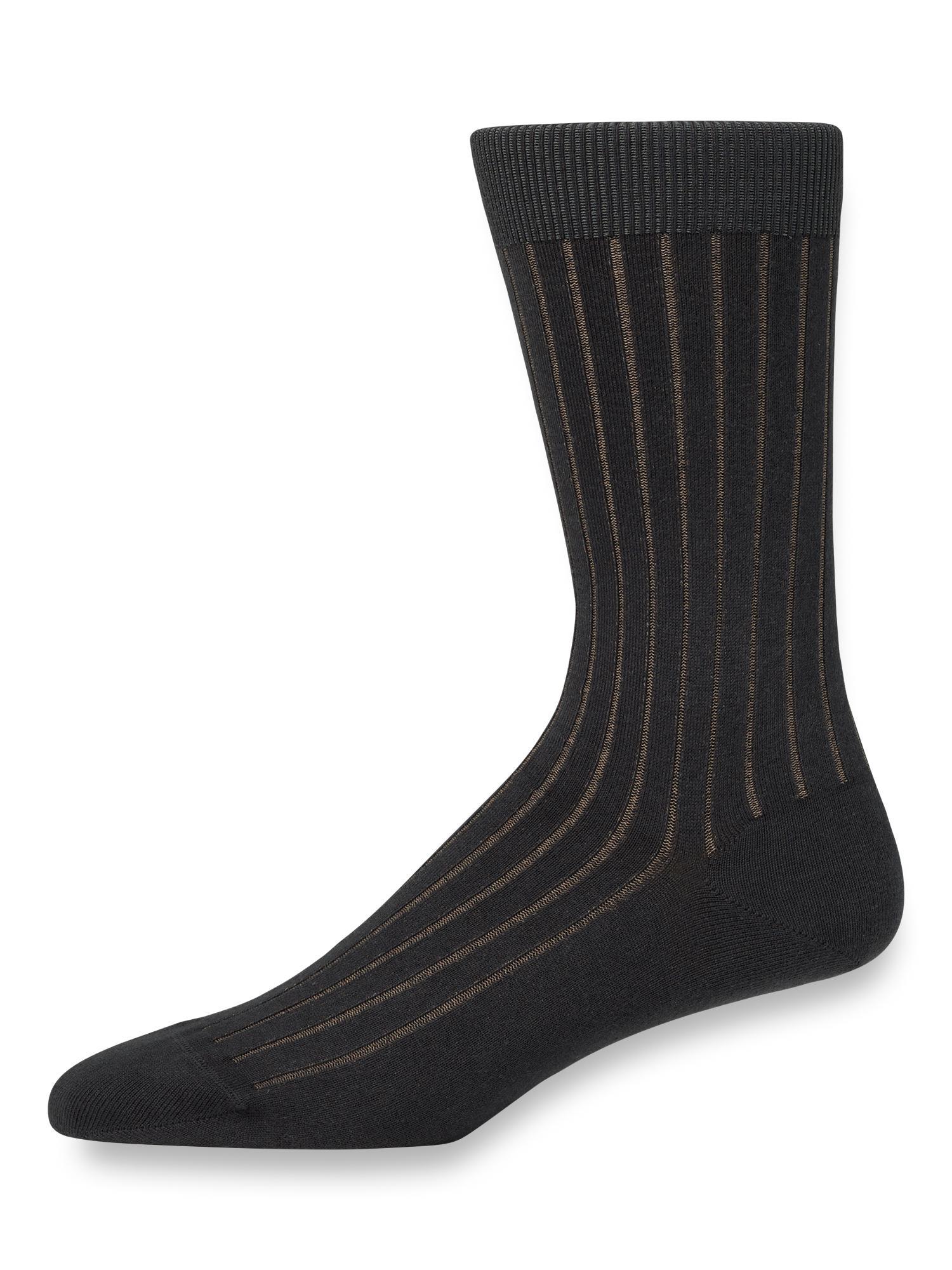 Solid Rib With Contrast Cotton Blend Sock - Grey/tan Product Image