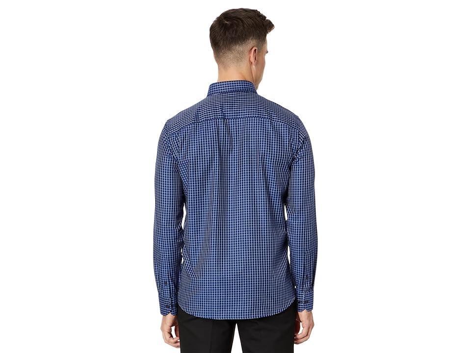 Johnston & Murphy Long Sleeve Dress Shirt (Navy Twill Windowpane) Men's Long Sleeve Button Up Product Image