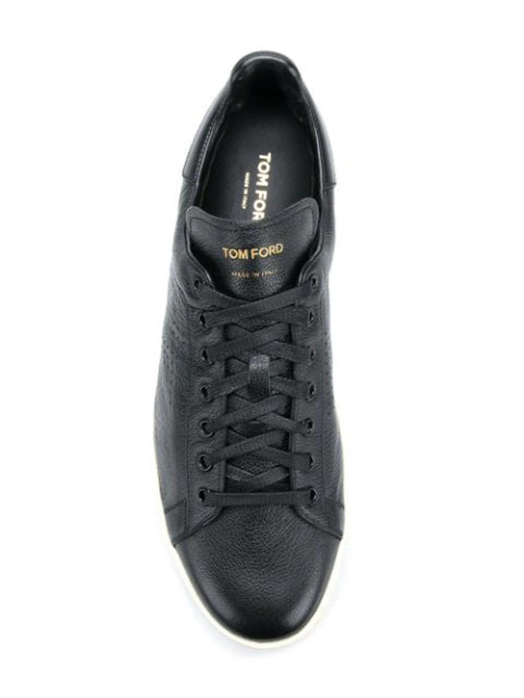 TOM FORD Warwick Perforated Full-grain Leather Sneakers In Blue Product Image