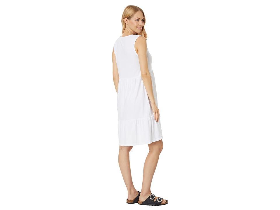 bobi Los Angeles V-Neck Tiered Tank Dress (White) Women's Clothing Product Image