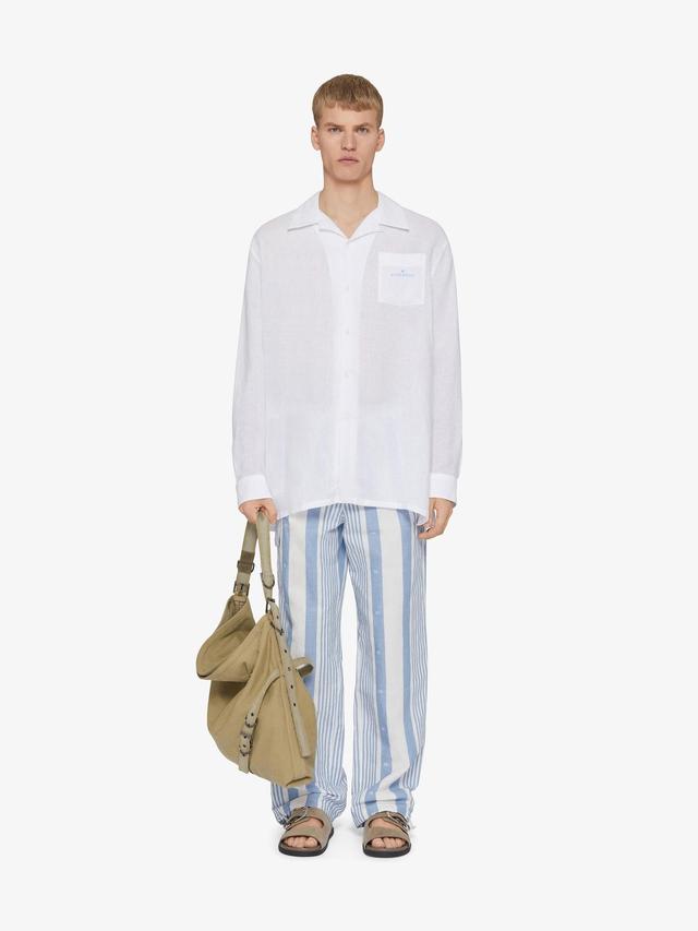 Pants in linen with 4G stripes Product Image