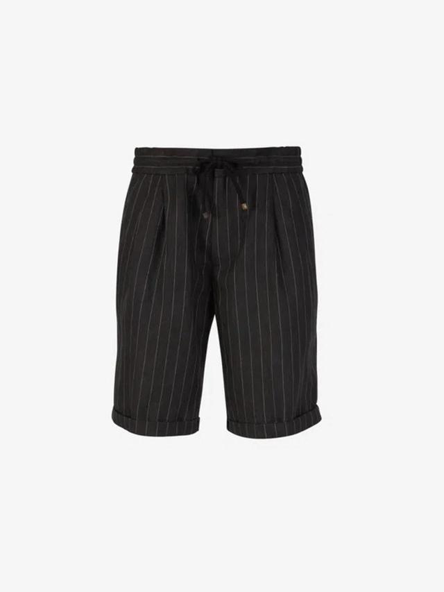 Pinstripe Linen Shorts In Striped Motif Product Image