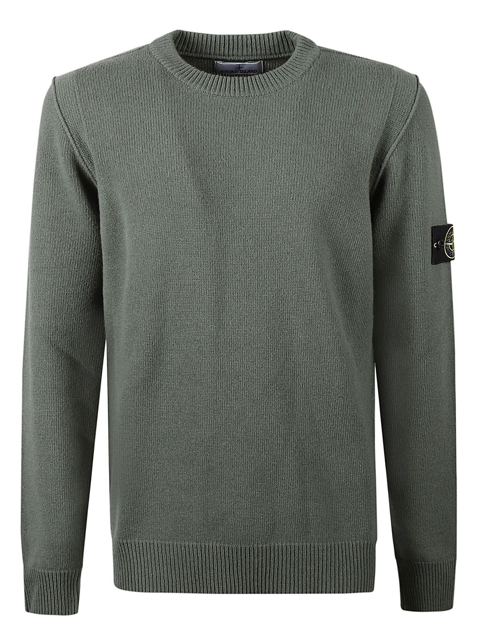 STONE ISLAND Logo Crew Neck Sweater In Green Product Image