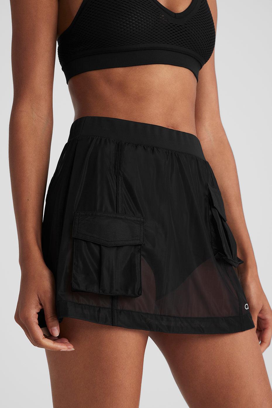 Sheer Effusion Cargo Skirt - Black Female Product Image