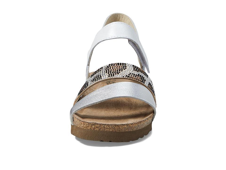 Naot Krista Pearl Leather/Soft Silver Leather/Beige Cheetah Rivets) Women's Sandals Product Image