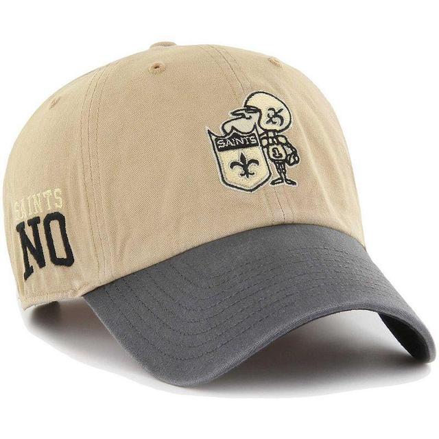 Mens 47 Khaki/Charcoal New Orleans Saints Ashford Clean Up Adjustable Hat Product Image