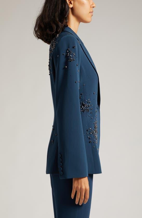 Rhinestone Crackle Embellished Cheyenne Blazer In Peacock Blue Product Image