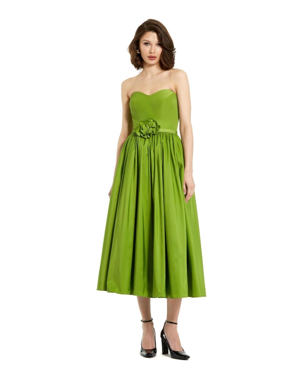 Womens Appliqud Faille Fit & Flare Midi-Dress Product Image