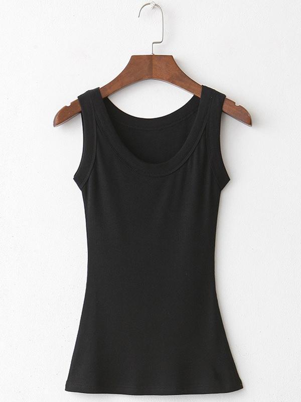 5 Colors Simple Solid Color Sleeveless Vest Top product image