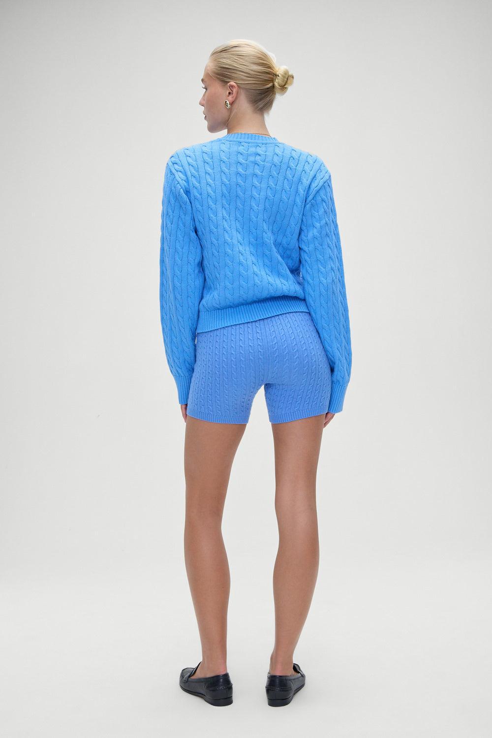 Varsity Cable Knit Sweater - Blue Moon Product Image