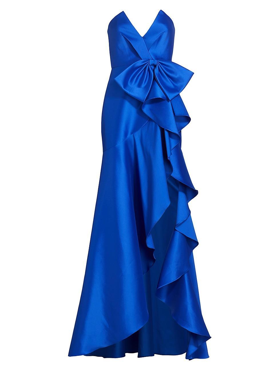 Womens Strapless Ruffled Gown Product Image