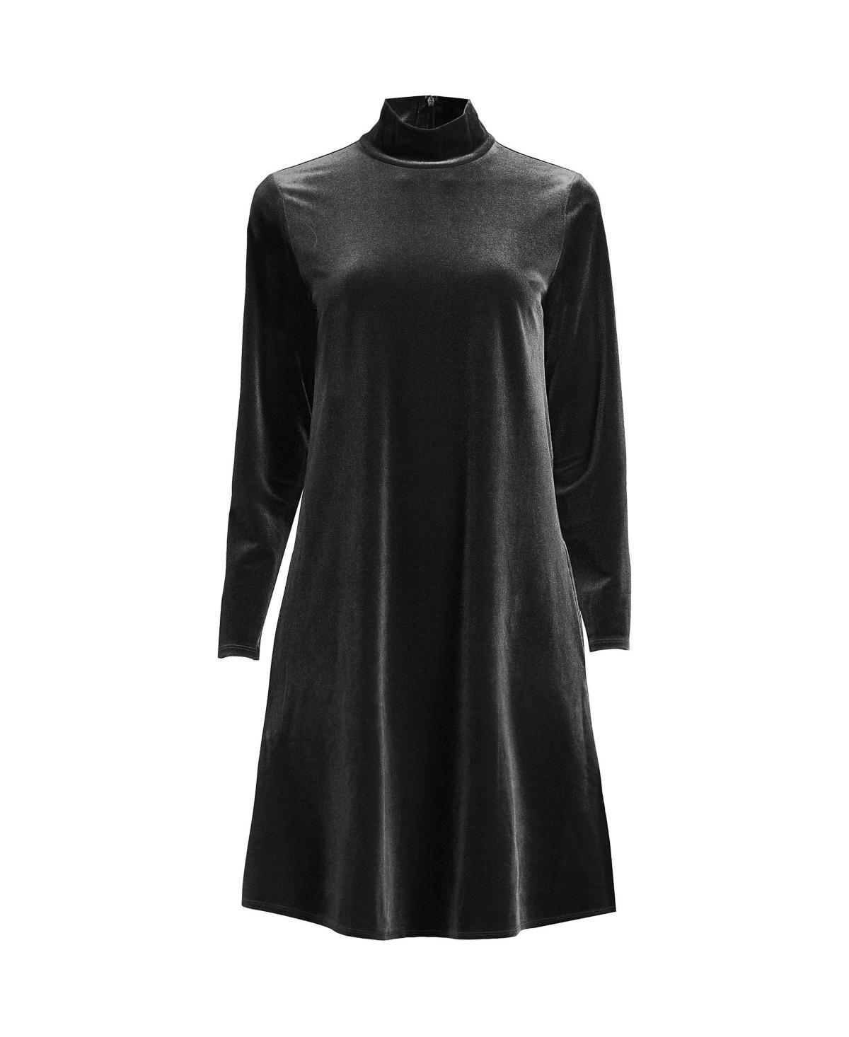 Lands End Womens Plus Size Long Sleeve Velvet Turtleneck Dress Product Image