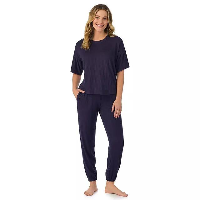 Womens Cuddl Duds Pajama Cozy Bell Sleeve Top & Pajama Jogger Pants Set Blue Product Image