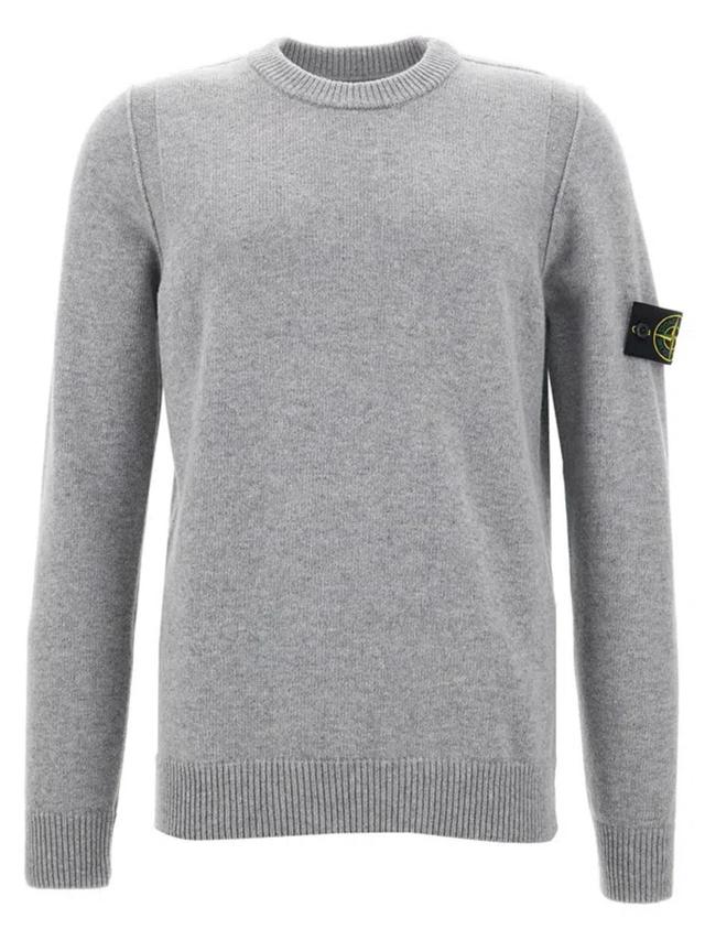 STONE ISLAND Logo Patch Sweater In Gray Product Image