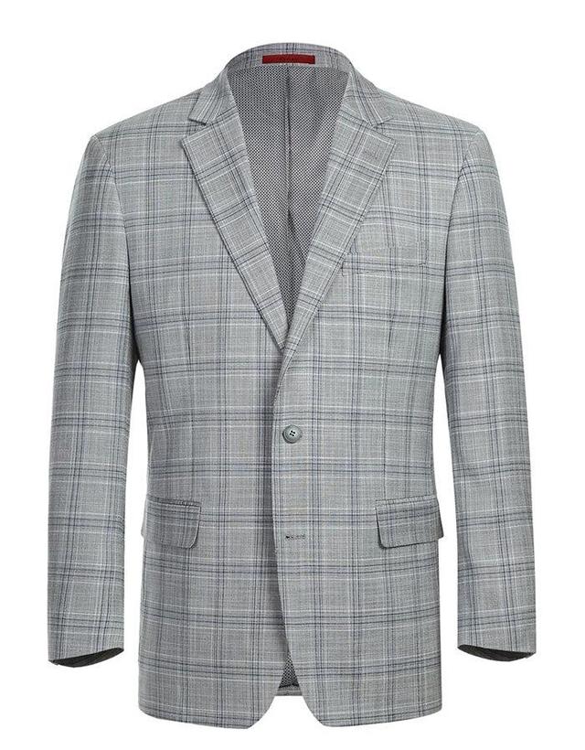 Regular Fit 2 Piece Suit Gray Plaid Product Image