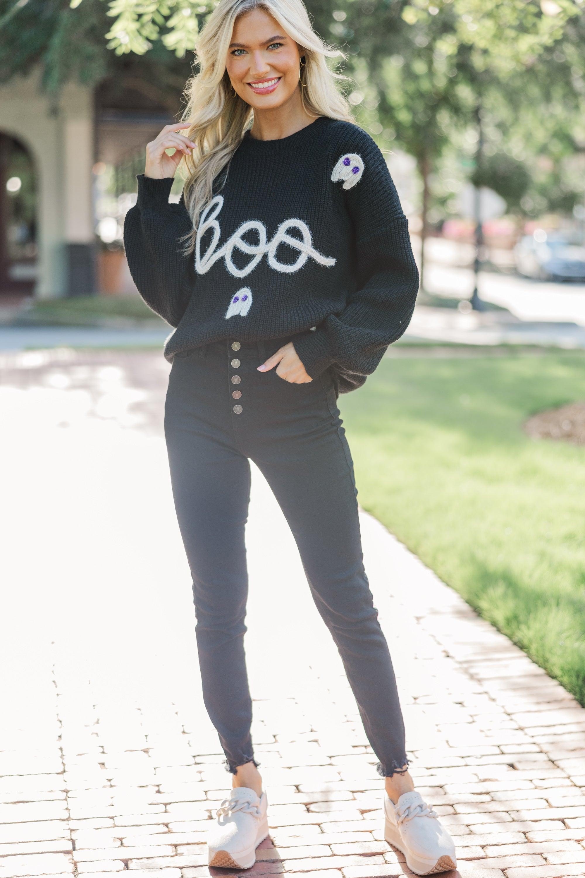 Hey Boo Black Script Sweater Female Product Image