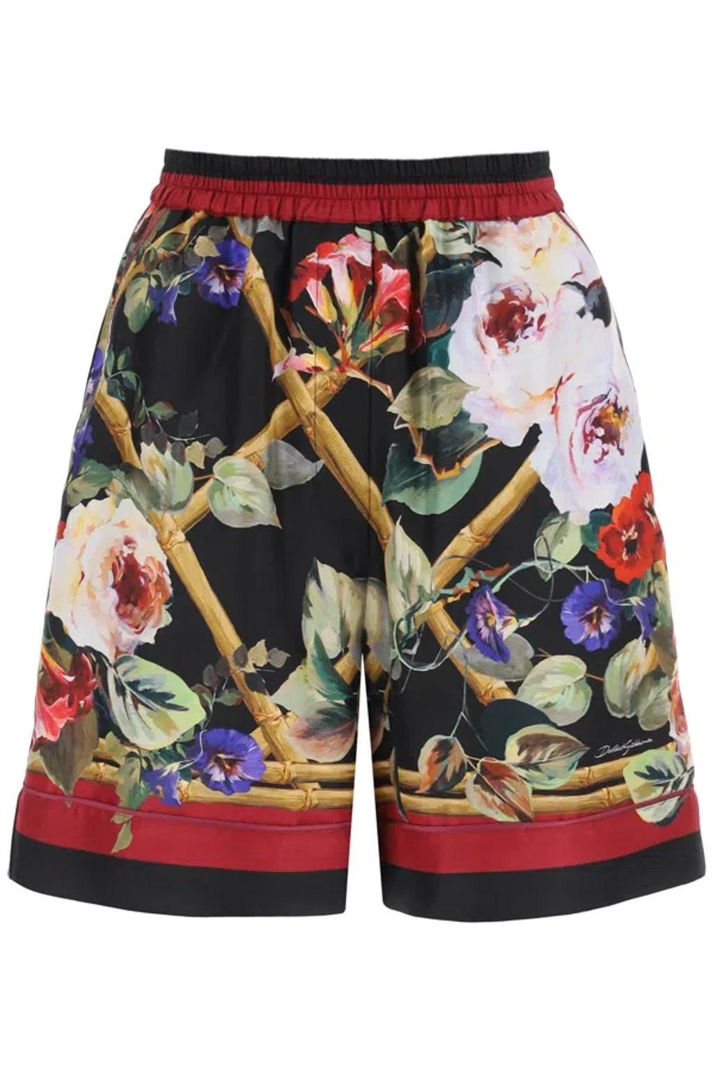 DOLCE & GABBANA Women's Printed Silk Shorts | Size 42 | Ftam7thi1rg Color Hh4ya In Multicolor Product Image